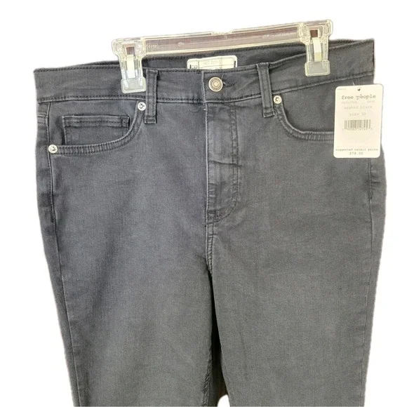 Women's We The Free Free People Distressed Black Wash Skinny Jeans 30 New Rip - Picture 3 of 10
